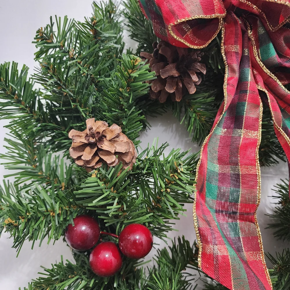 Kurt Adler 20 Inch Holiday Wreath with Pinecones, Berries And Bow